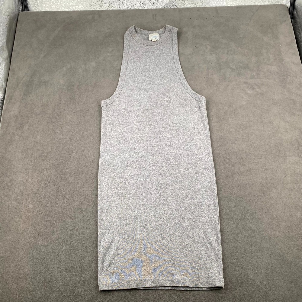 Bdp et Cie Tank Dress Women M Heather Gray Tight Knit Ribbed Crew Neck Racerback